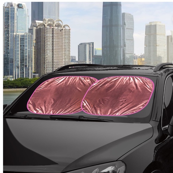 Pink Color Twist Car Windshield Sun Shade, Size 28.5" × 31.5" | Pink 2 Count - Picture 6 of 7